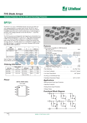 SP721 datasheet - Electronic Protection Array for ESD and Overvoltage Protection