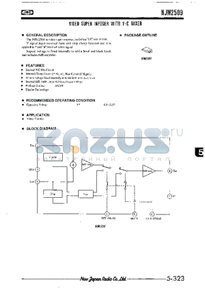 NJM2509 datasheet - VIDEO SUPER INPOSER WITH Y-C MIXER