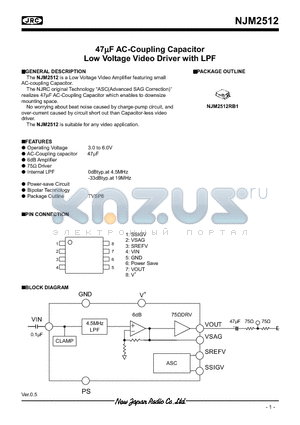 NJM2512 datasheet - 47lF AC-Coupling Capacitor  Low Voltage Video Driver with LPF