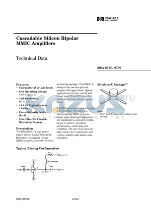 MSA-0735 datasheet - Cascadable Silicon Bipolar MMIC Amplifiers