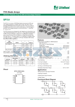 SP721AP datasheet - Electronic Protection Array for ESD and Overvoltage Protection