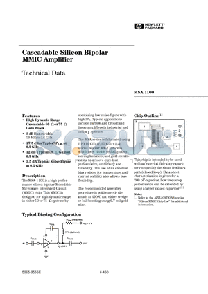 MSA-1100-GP4 datasheet - Cascadable Silicon Bipolar MMIC Amplifier