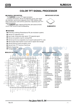 NJM2529 datasheet - COLOR TFT SIGNAL PROCESSOR