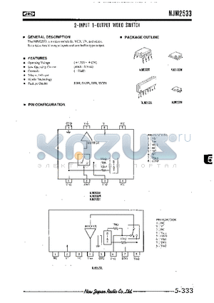 NJM2533L datasheet - 2-INPUT 1-OUTPUT VIDEO SWITCH