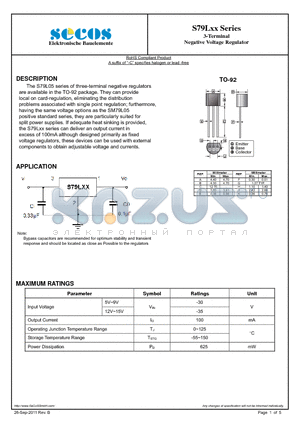 S79L06 datasheet - 3-Terminal Negative Voltage Regulator