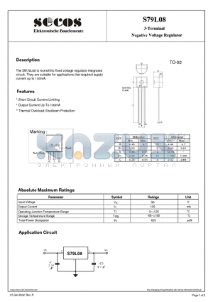 S79L08 datasheet - Negative Voltage Regulator