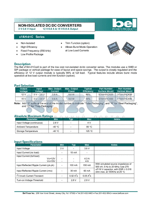 S7AH-01CX20 datasheet - NON-ISOLATED DC/DC CONVERTERS 3 V-3.6 V Input 12 V/0.8 A & 15 V/0.6 A Output