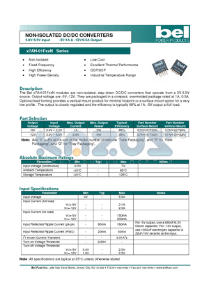 S7AH-01F50N datasheet - NON-ISOLATED DC/DC CONVERTERS 3.0V-5.5V Input -5V/1A & -12V/0.5A Output
