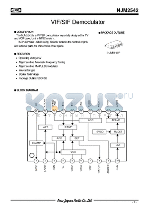 NJM2542 datasheet - VIF/ SIF DEMODULATOR