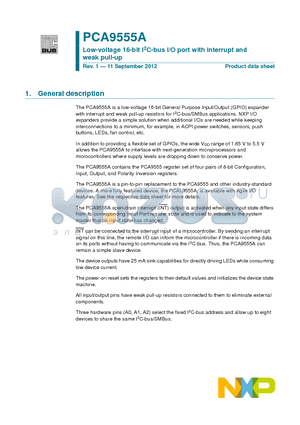 PCA9555AHF datasheet - Low-voltage 16-bit I2C-bus I/O port with interrupt and weak pull-up