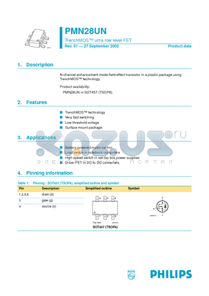 PMN28UN datasheet - TrenchMOS ultra low level FET