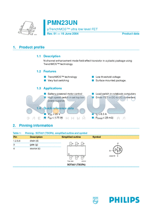 PMN23UN datasheet - UTrenchMOS ultra low level FET