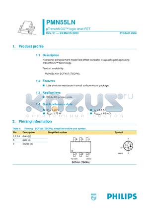 PMN55LN datasheet - uTrenchMOS logic level FET