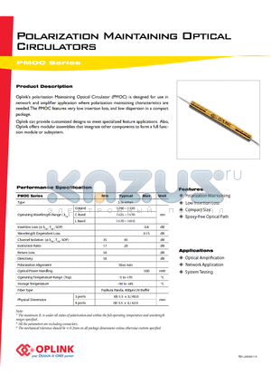 PMOC13100031 datasheet - Polarization Maintaining Optical Circulators