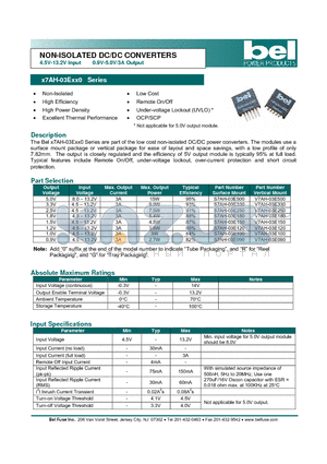 S7AH-03E120 datasheet - NON-ISOLATED DC/DC CONVERTERS 4.5V-13.2V Input 0.9V-5.0V/3A Output