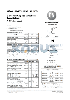 MSA1162YT1 datasheet - General Purpose Amplifier Transistors