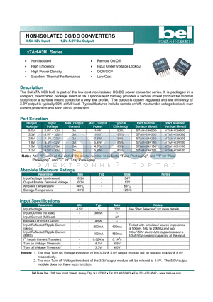 S7AH-03H500 datasheet - NON-ISOLATED DC/DC CONVERTERS 4.5V-32V Input 1.2V-5.0V/3A Output