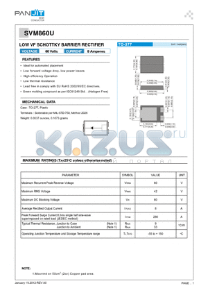 SVM860U datasheet - LOW VF SCHOTTKY BARRIER RECTIFIER