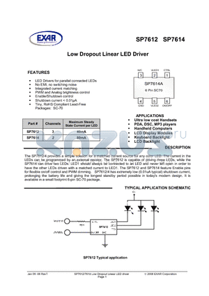 SP7614EC6-L/TR datasheet - Low Dropout Linear LED Driver