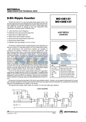 MC100E137 datasheet - 8-BIT RIPPLE COUNTER