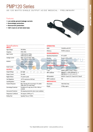 PMP120-16 datasheet - 96 - 120 WATTS SINGLE OUTPUT AC/DC MEDICAL - PRELIMINARY