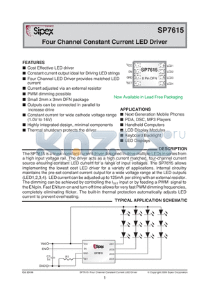SP7615ER datasheet - Four Channel Constant Current LED Driver