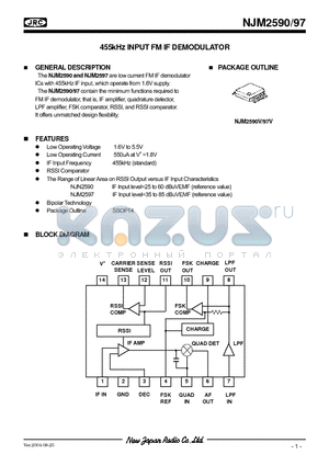 NJM2590 datasheet - 455kHz INPUT FM IF DEMODULATOR