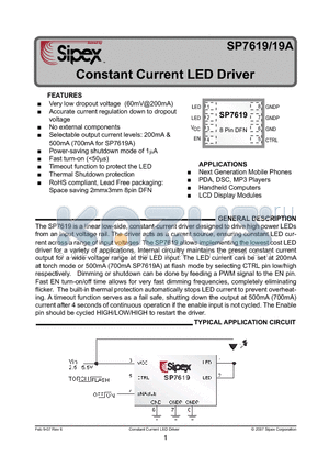 SP7619 datasheet - Constant Current LED Driver