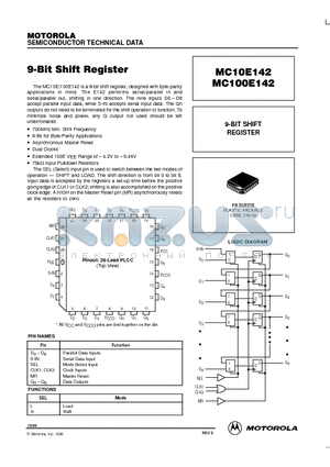 MC100E142 datasheet - 9-BIT SHIFT REGISTER