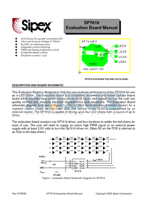 SP7616 datasheet - Evaluation Board Manual