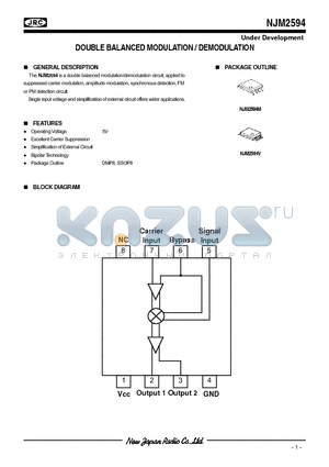 NJM2594M datasheet - DOUBLE BALANCED MODULATION / DEMODULATION