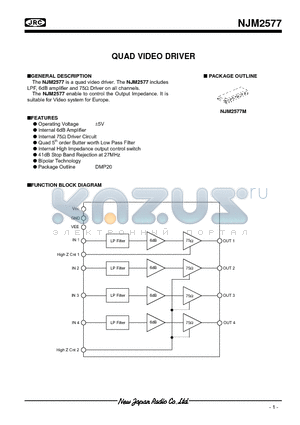 NJM2577 datasheet - QUAD VIDEO DRIVER