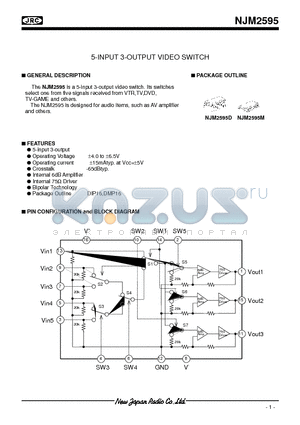 NJM2595M datasheet - 5-INPUT 3-OUTPUT VIDEO SWITCH