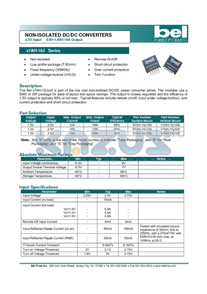 S7AH-10J120 datasheet - NON-ISOLATED DC/DC CONVERTERS 2.5V Input 0.9V-1.65V/10A Output