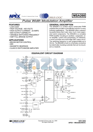 MSA260 datasheet - Pulse Width Modulation Amplifier