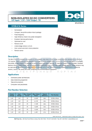 S7DB-07A180 datasheet - NON-ISOLATED DC/DC CONVERTERS 12V Input / 1.2V - 5.0V Output / 7A