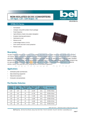 S7DB-07A datasheet - NON-ISOLATED DC/DC CONVERTERS 12V Input / 1.2V - 5.0V Output / 7A