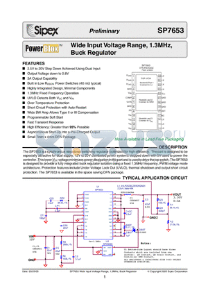 SP7653ER/TR datasheet - Wide Input Voltage Range, 1.3MHz,Buck Regulator