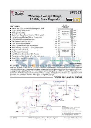 SP7653ER/TR datasheet - Wide Input Voltage Range, 1.3MHz, Buck Regulator