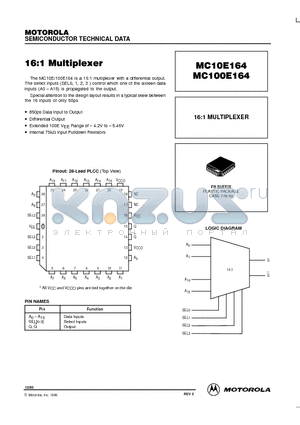 MC100E164 datasheet - 16:1 MULTIPLEXER