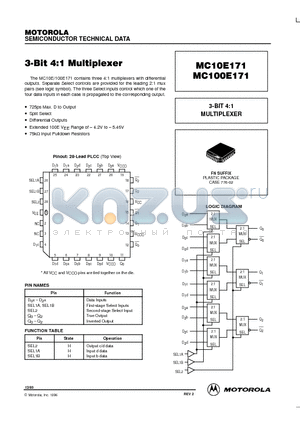 MC100E171 datasheet - 3-BIT 4:1 MULTIPLEXER