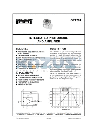 OPT201KP datasheet - INTEGRATED PHOTODIODE AND AMPLIFIER