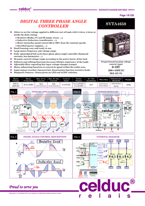 SVTA4650 datasheet - DIGITAL THREE PHASE ANGLE CONTROLLER