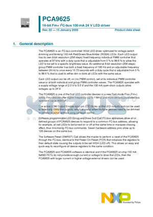 PCA9625D datasheet - 16-bit Fm I2C-bus 100 mA 24 V LED driver