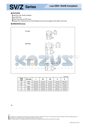 SVZB20J686M datasheet - SV/Z Series