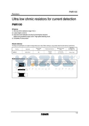 PMR100 datasheet - Ultra low ohmic resistors for current detection