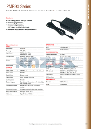 PMP90-10 datasheet - 60 - 90 WATTS SINGLE OUTPUT AC/DC MEDICAL - PRELIMINARY