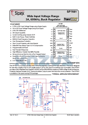 SP7661 datasheet - Wide Input Voltage Range 3A, 600kHz, Buck Regulator