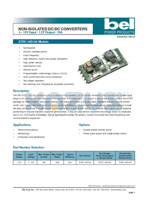 S7DC-16D120 datasheet - NON-ISOLATED DC/DC CONVERTERS 3 - 15V Input / 1.2V Output / 16A