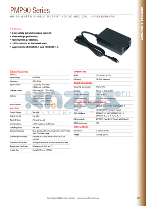 PMP90-11 datasheet - 60 - 90 WATTS SINGLE OUTPUT AC/DC MEDICAL - PRELIMINARY